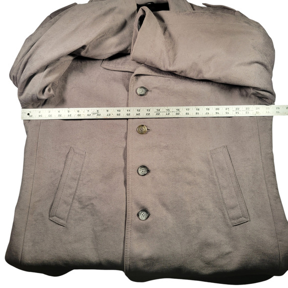 Vintage 80s Stratojac StratoSuede Overcoat Mens 46 XL Faux Suede Gray Trench USA - Picture 6 of 15